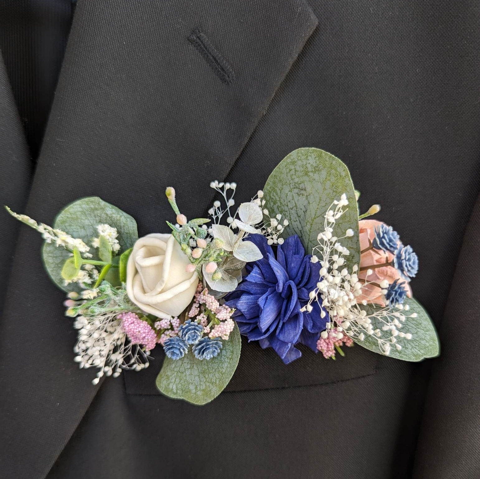 Wood Flower Pocket Boutonniere for Groom, Wooden Flowers Groom Boutonniere, Groomsmen Wedding Flowers, Wedding Boutonniere