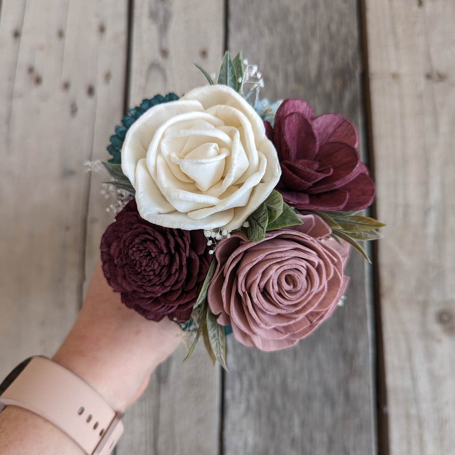 Wood Flower Mason Jar Bouquet, Wooden Flowers Centerpiece Bouquet, Pint Mason Jar Bouquet, Wedding Table Centerpiece Bouquet
