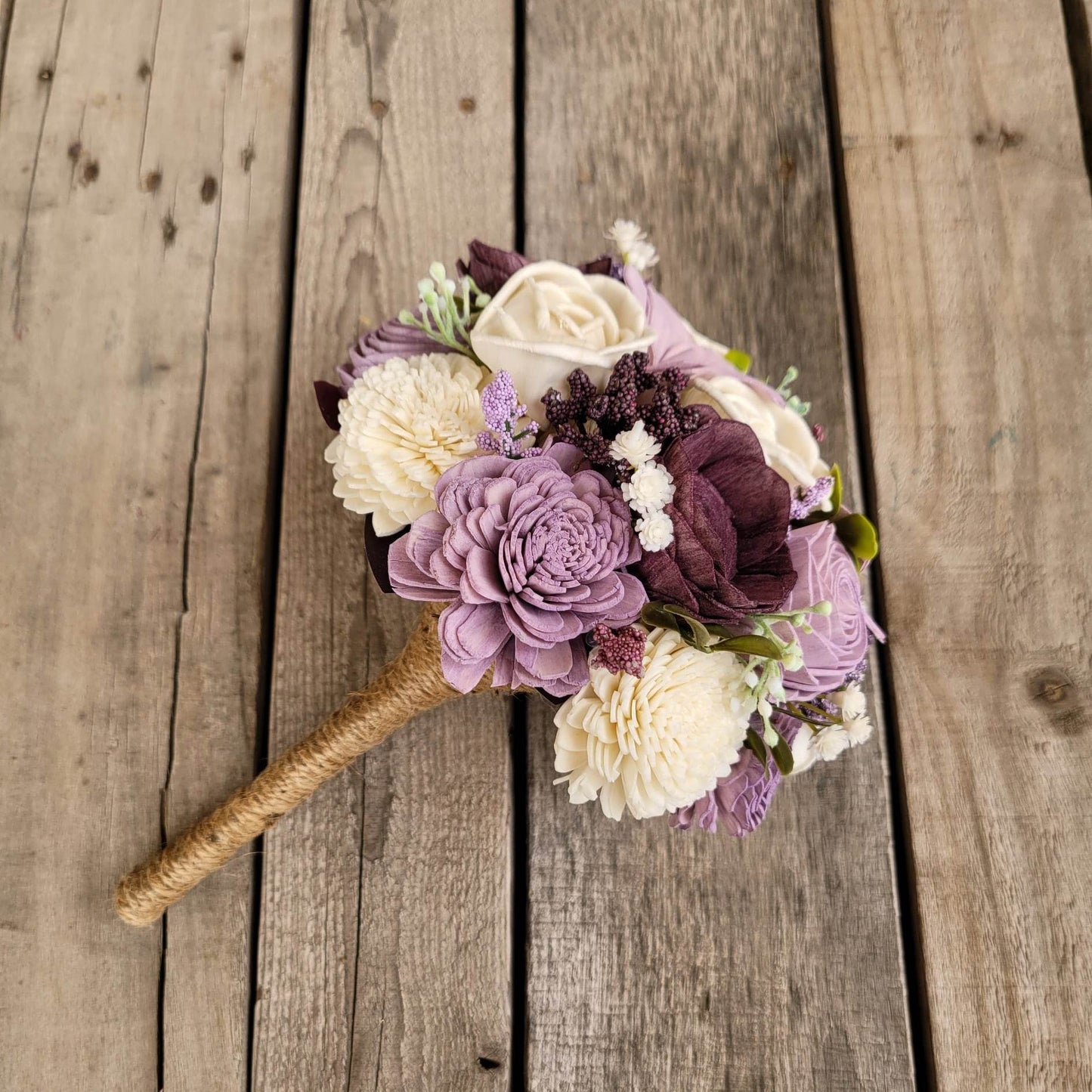 Plum Wood Flower Bouquet, Lavender Wedding Bouquets, Wood Bridal Bouquet, Wooden Flowers Bouquet, Bride Bouquet, Plum Wedding Flowers