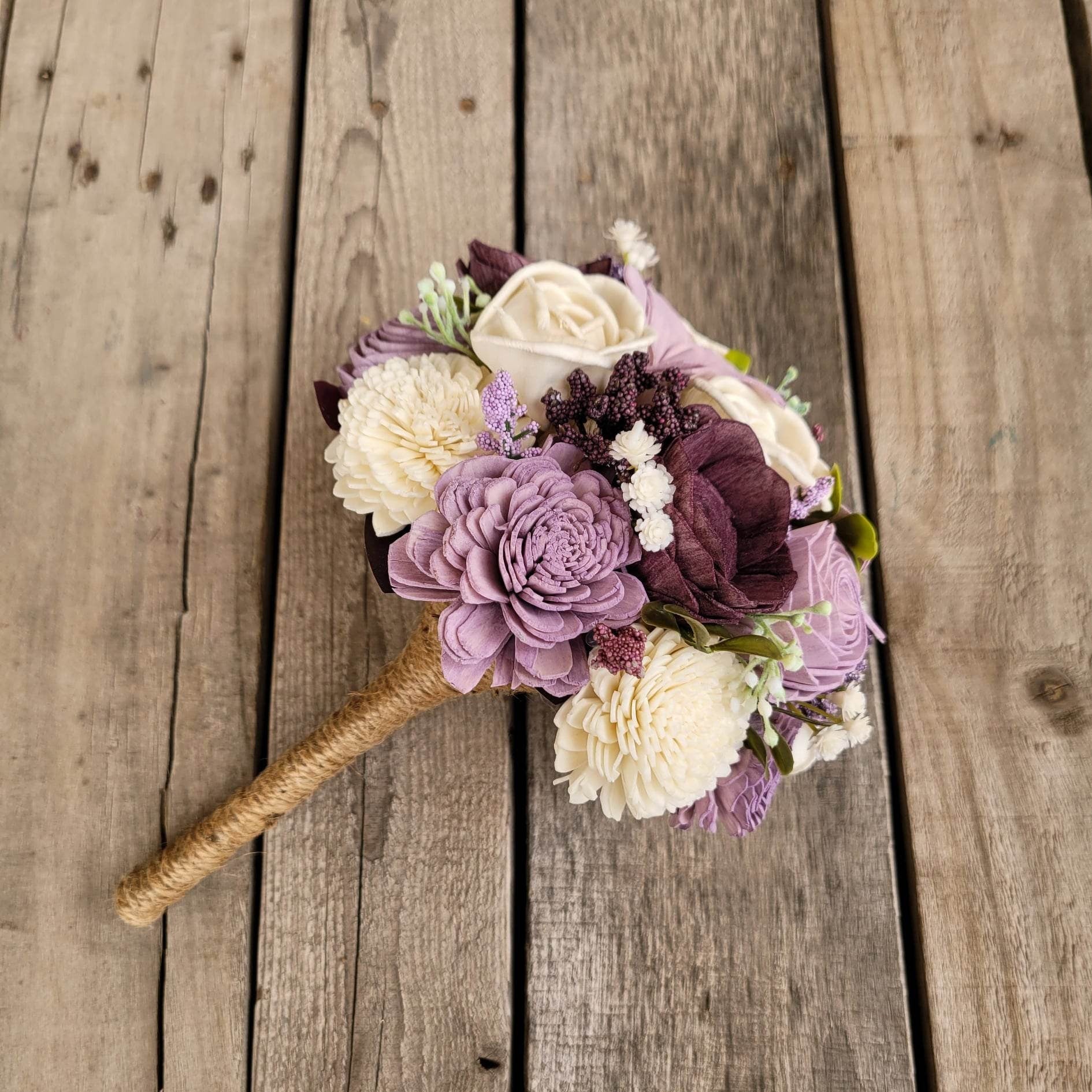 Plum Wood Flower Bouquet, Lavender Wedding Bouquets, Wood Bridal Bouquet, Wooden Flowers Bouquet, Bride Bouquet, Plum Wedding Flowers