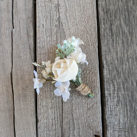 Wood Boutonniere, Wood Flower Boutonniere, Wooden Groom Boutonniere, Groomsmen Flowers, Wedding Flowers Groom & Groomsmen
