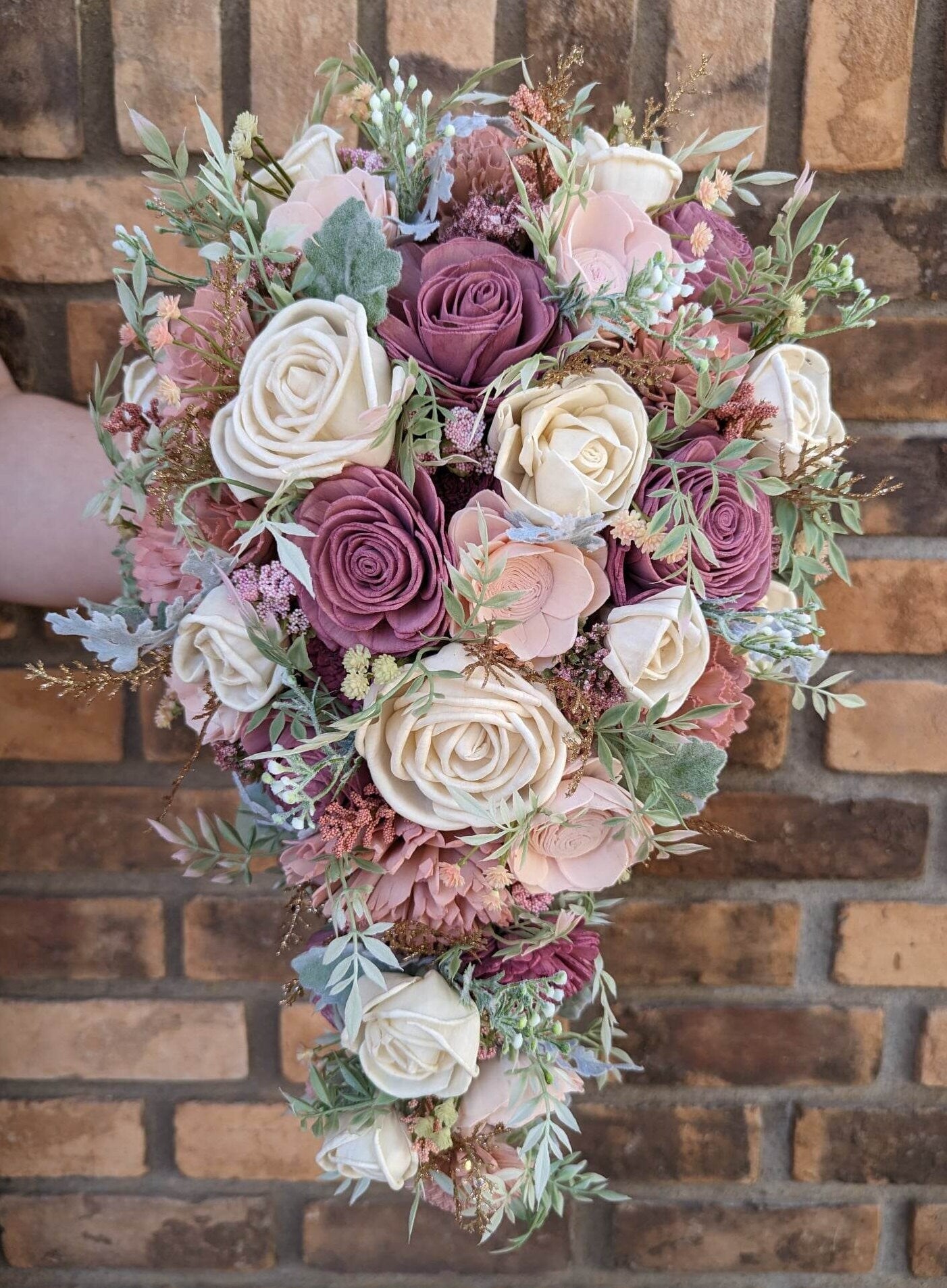 Wood Flower Bouquet, Mauve Bridal Bouquet, Blush Wedding Bouquet, Dusty Rose Wooden Flower Bouquet, Sola Wood Flowers, Fake Flower Bouquet