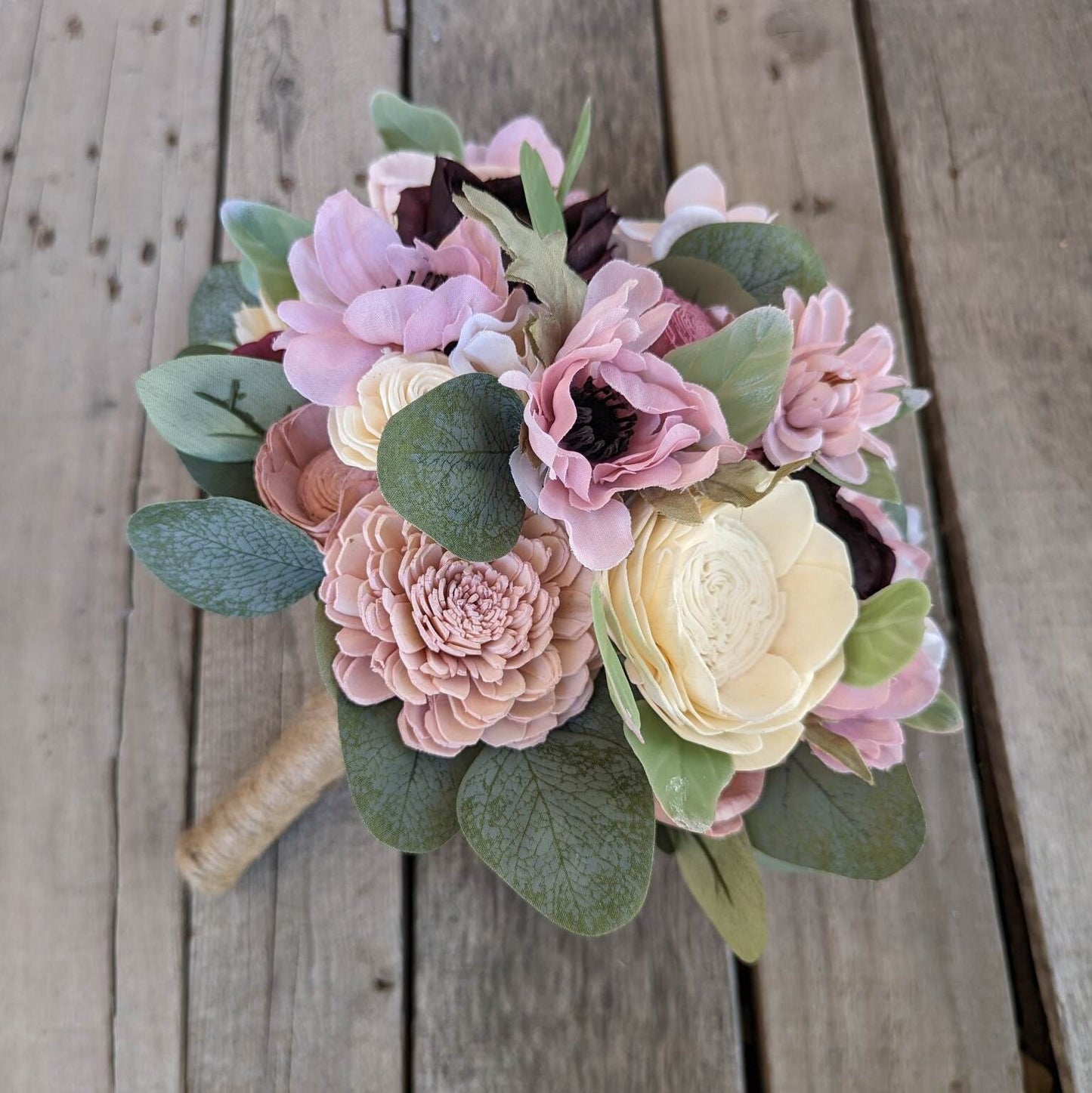 Mauve Wood Flower Bouquet, Dusty Rose Bridal Bouquet, Blush Wedding Bouquet, Wooden Flower Bouquet, Dance Recital Gift, Mauve Bride Bouquet