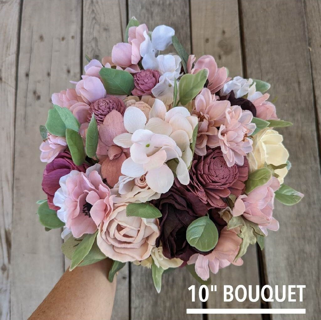 Mauve Wood Flower Bouquet, Dusty Rose Bridal Bouquet, Blush Wedding Bouquet, Wooden Flower Bouquet, Dance Recital Gift, Mauve Bride Bouquet
