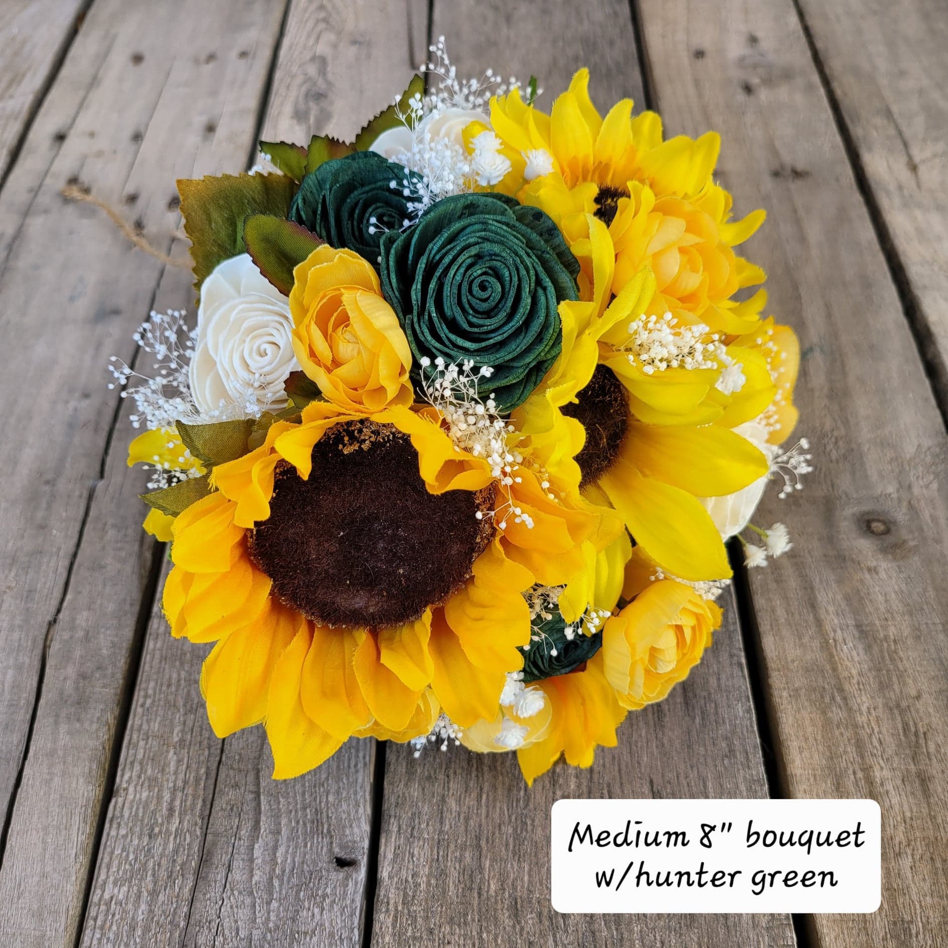 Wood Flower Bouquet with Sunflowers, Sunflower Bridal Bouquet, Wooden Flower Bouquet, Fall Wedding Bouquet, Sola Wood Flowers