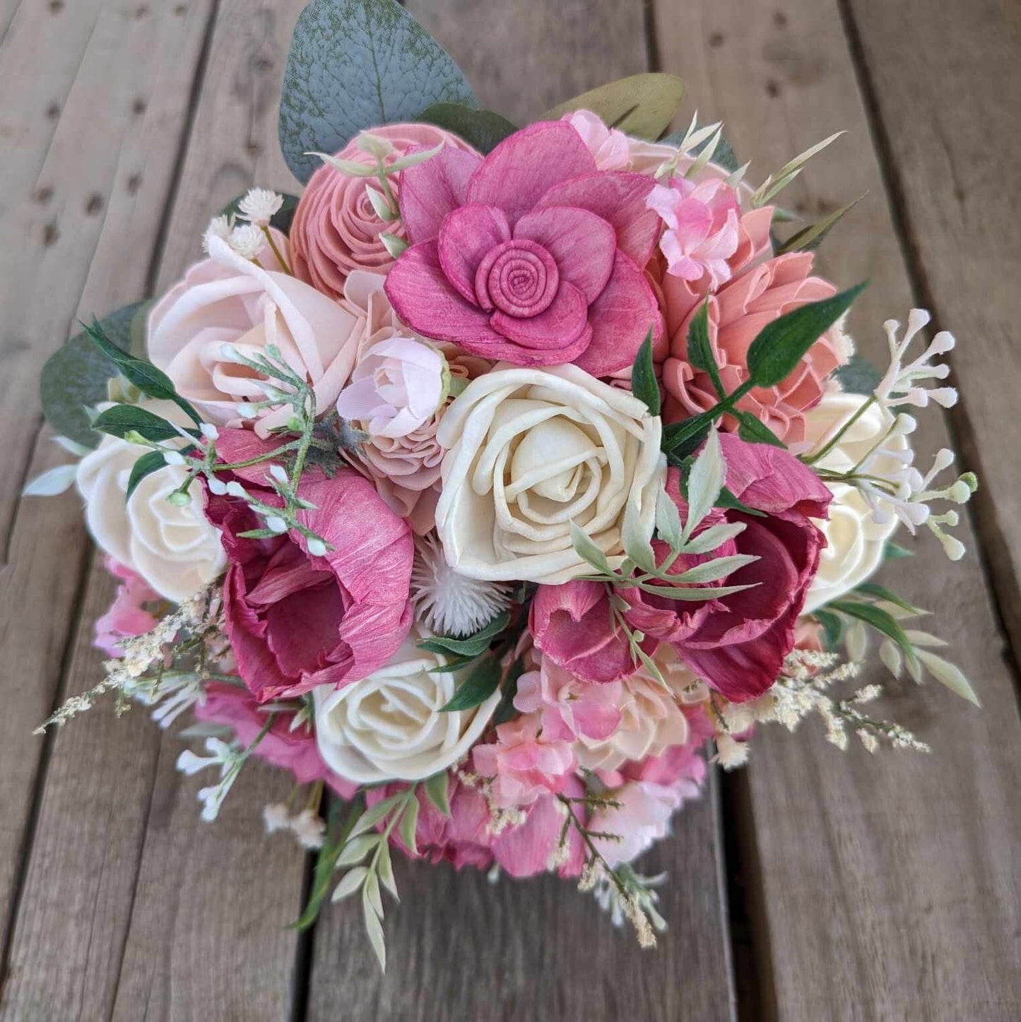 Wood Flower Bouquet, Wedding Bouquets for Bride, Pink Bridal Bouquet, Pink Wooden Flower Bouquet, Quinceanera Bouquet, Bridesmaid Bouquet