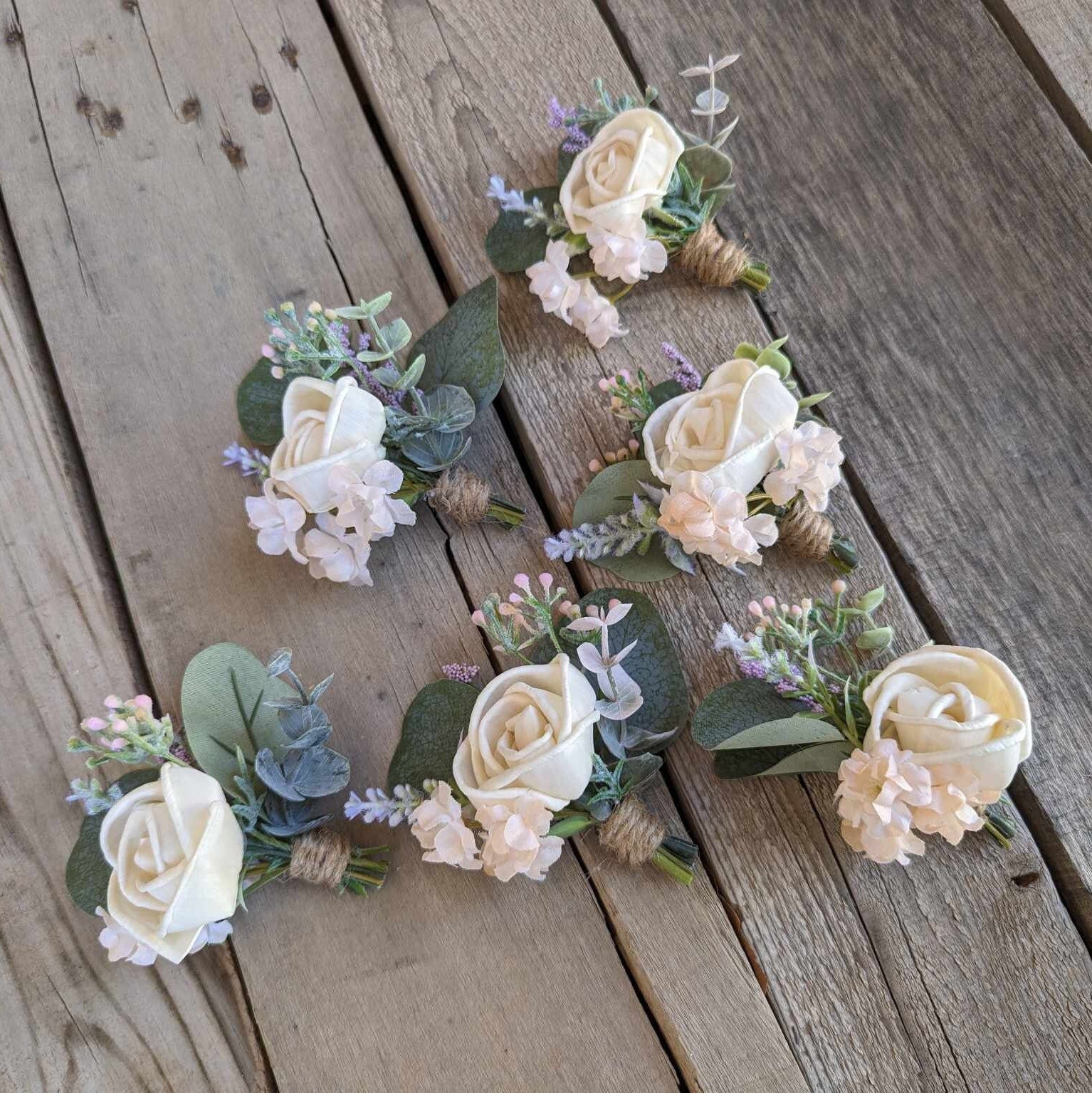 Lavender Boutonniere, Wood Flower Wedding Boutonniere, Rose Boutonniere, Fake Wedding Flowers